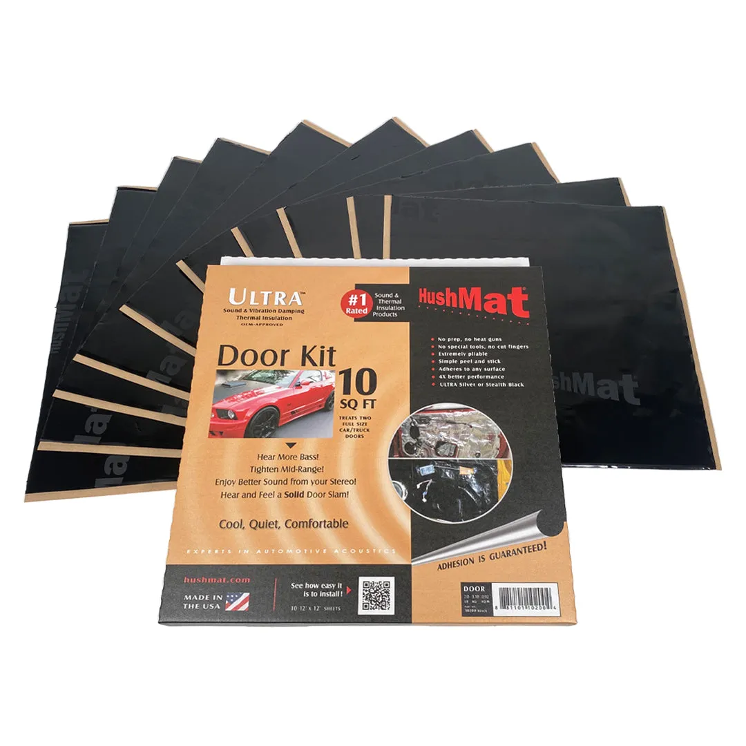 Hushmat Ultra Door Kit Heat and Sound Barrier 12 x 12" Sheet 1/8" Thick Rubber - Black
