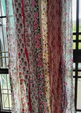 Indian Hand Block Print Patchwork Boho Curtains for Bedroom Living Room Window Panels 100%Cotton