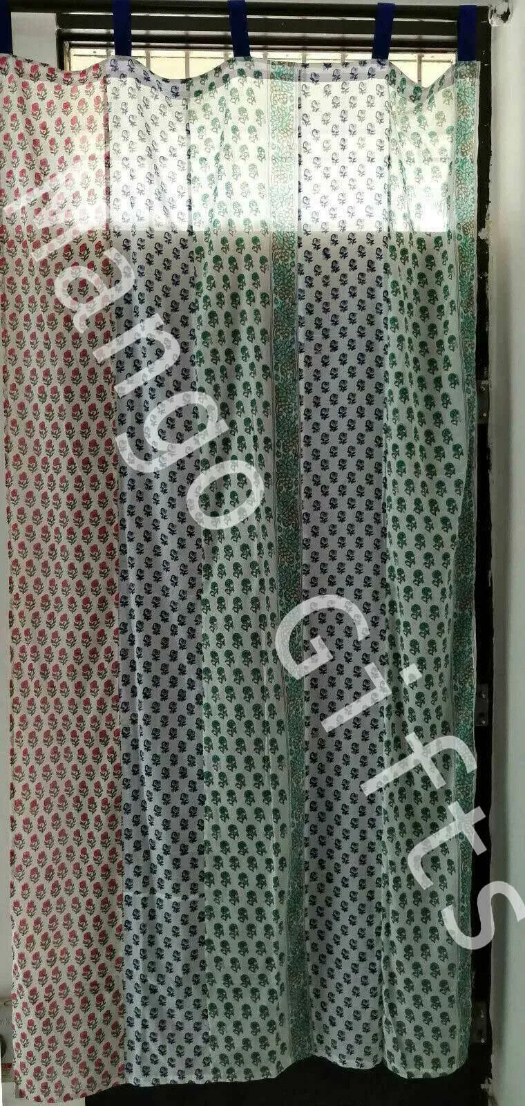 Indian Hand Block Print Patchwork Boho Curtains for Bedroom Living Room Window Panels 100%Cotton