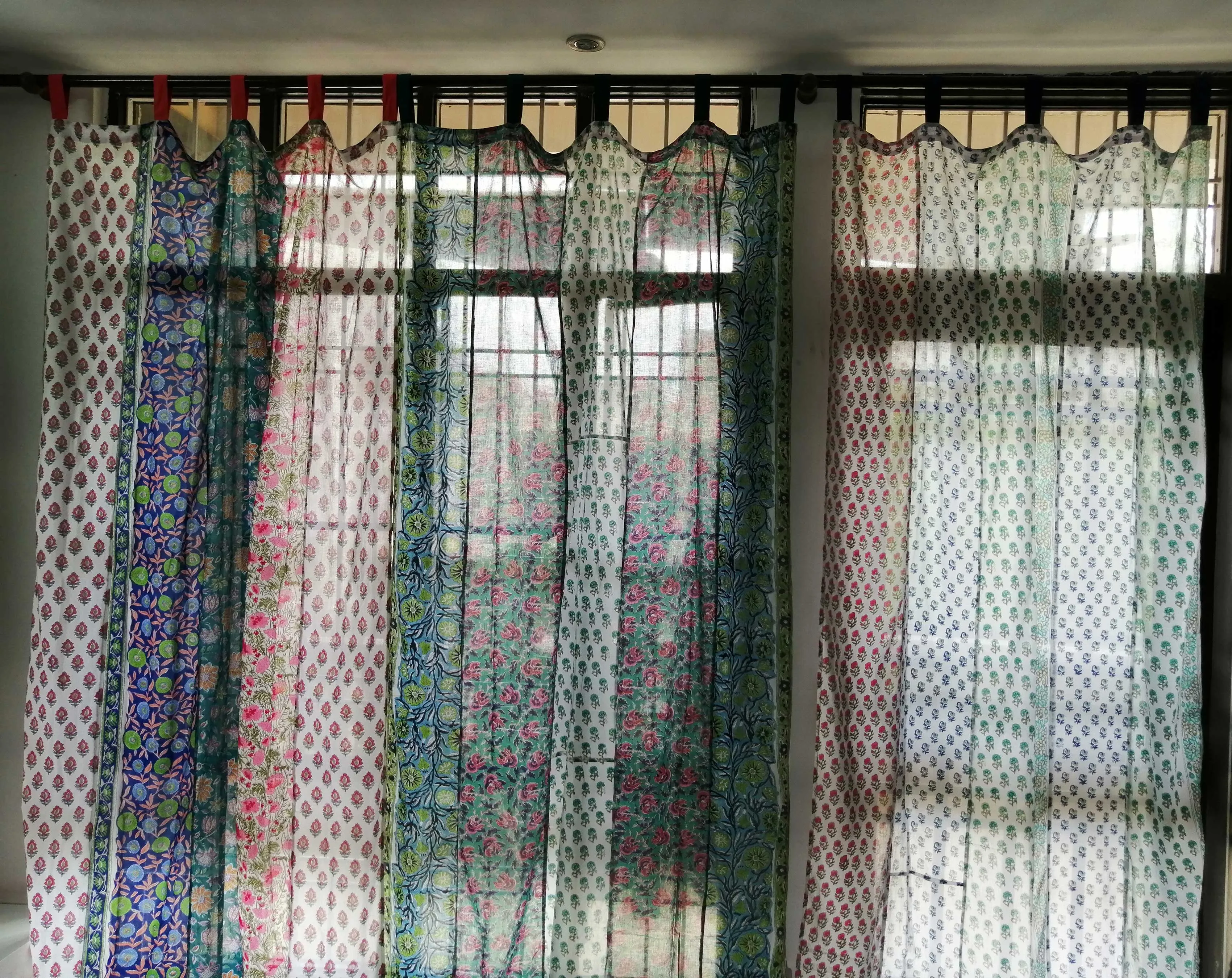 Indian Hand Block Print Patchwork Boho Curtains for Bedroom Living Room Window Panels 100%Cotton