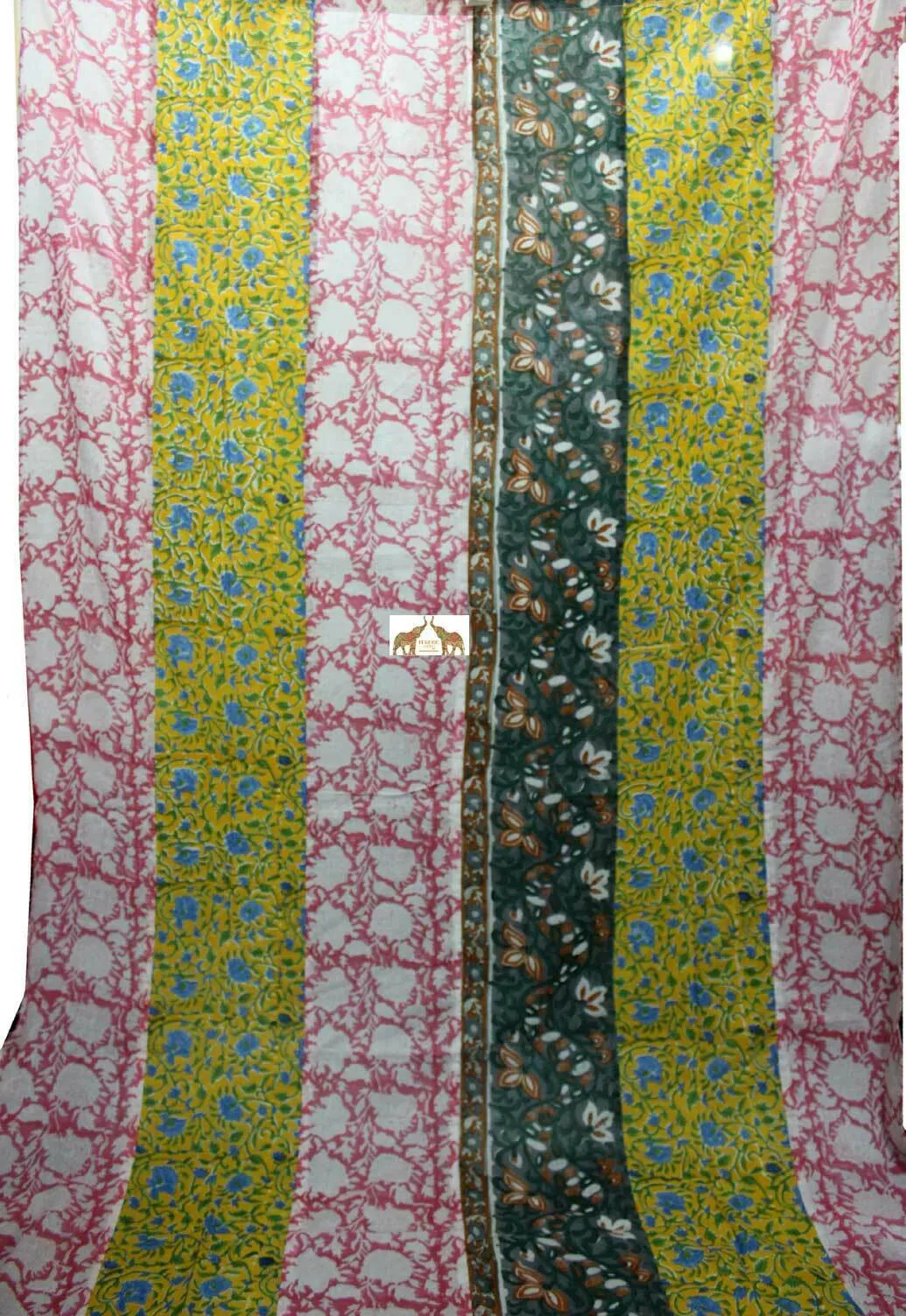 Indian Hand Block Print Patchwork Boho Curtains for Bedroom Living Room Window Panels 100%Cotton