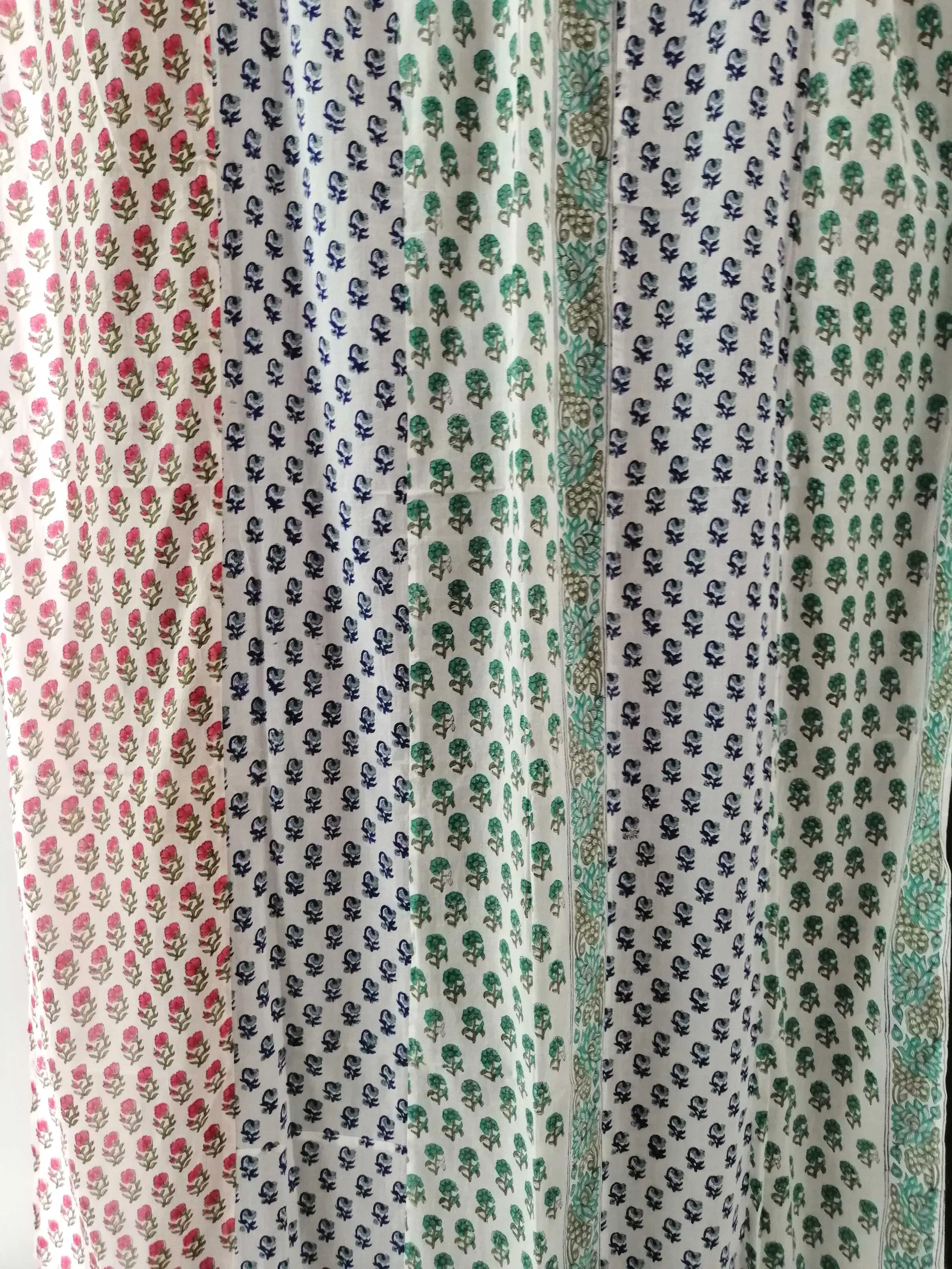 Indian Hand Block Print Patchwork Boho Curtains for Bedroom Living Room Window Panels 100%Cotton