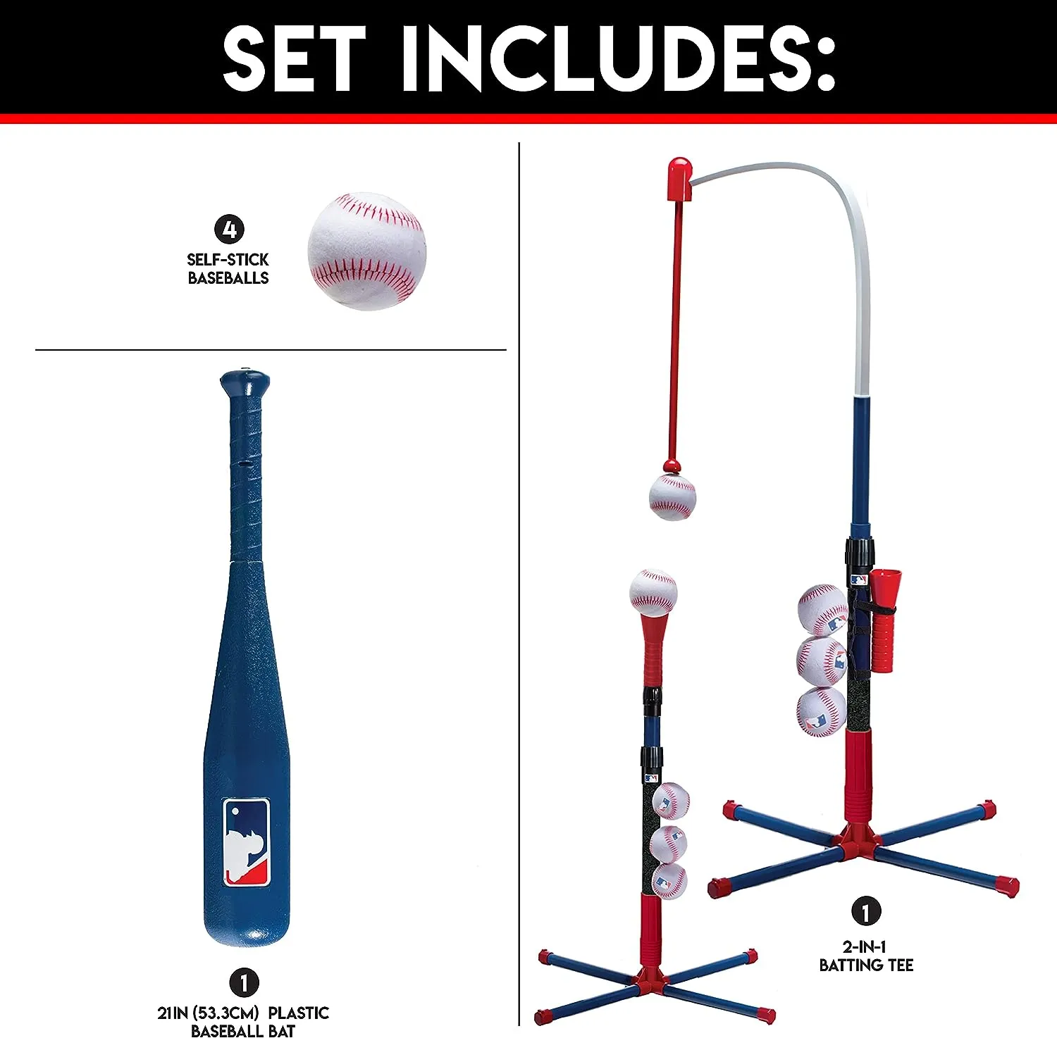ITEM# 0203   Sports Grow-with-Me Baseball Batting Tee   Stand Set Baseball, Softball   Teeball Hitting Tee Set (Watch Video)