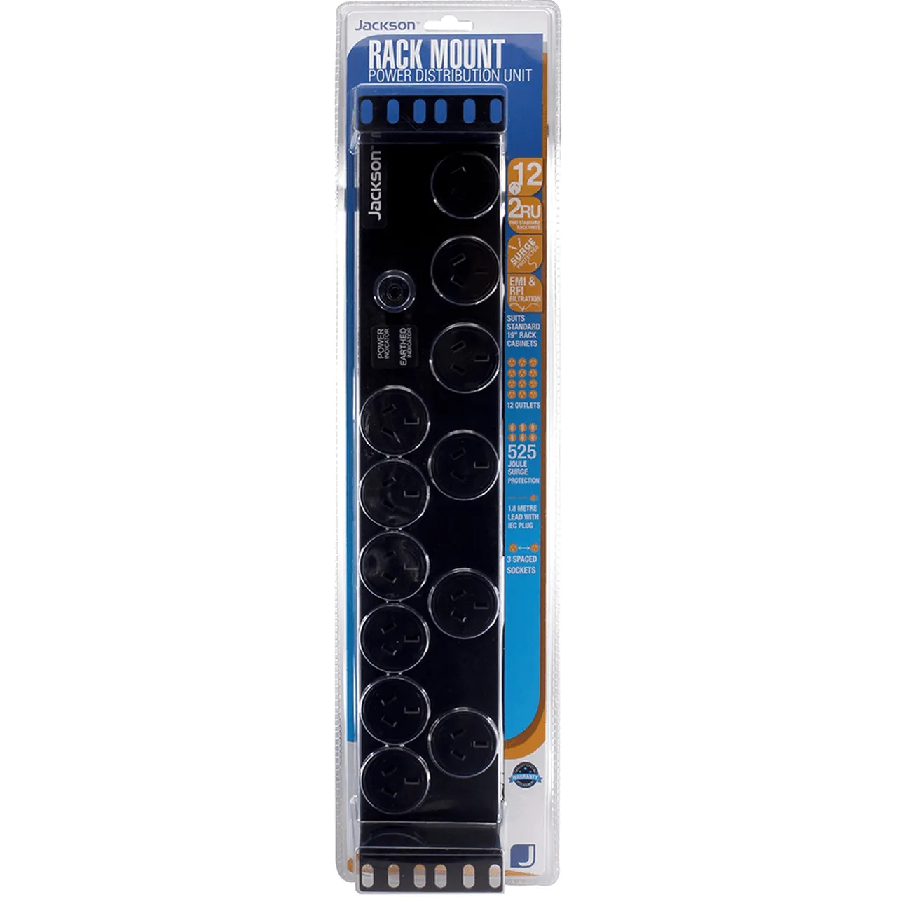 Jackson Rack Mounted Surge Protected 12 Outlet Power Board Master Switch