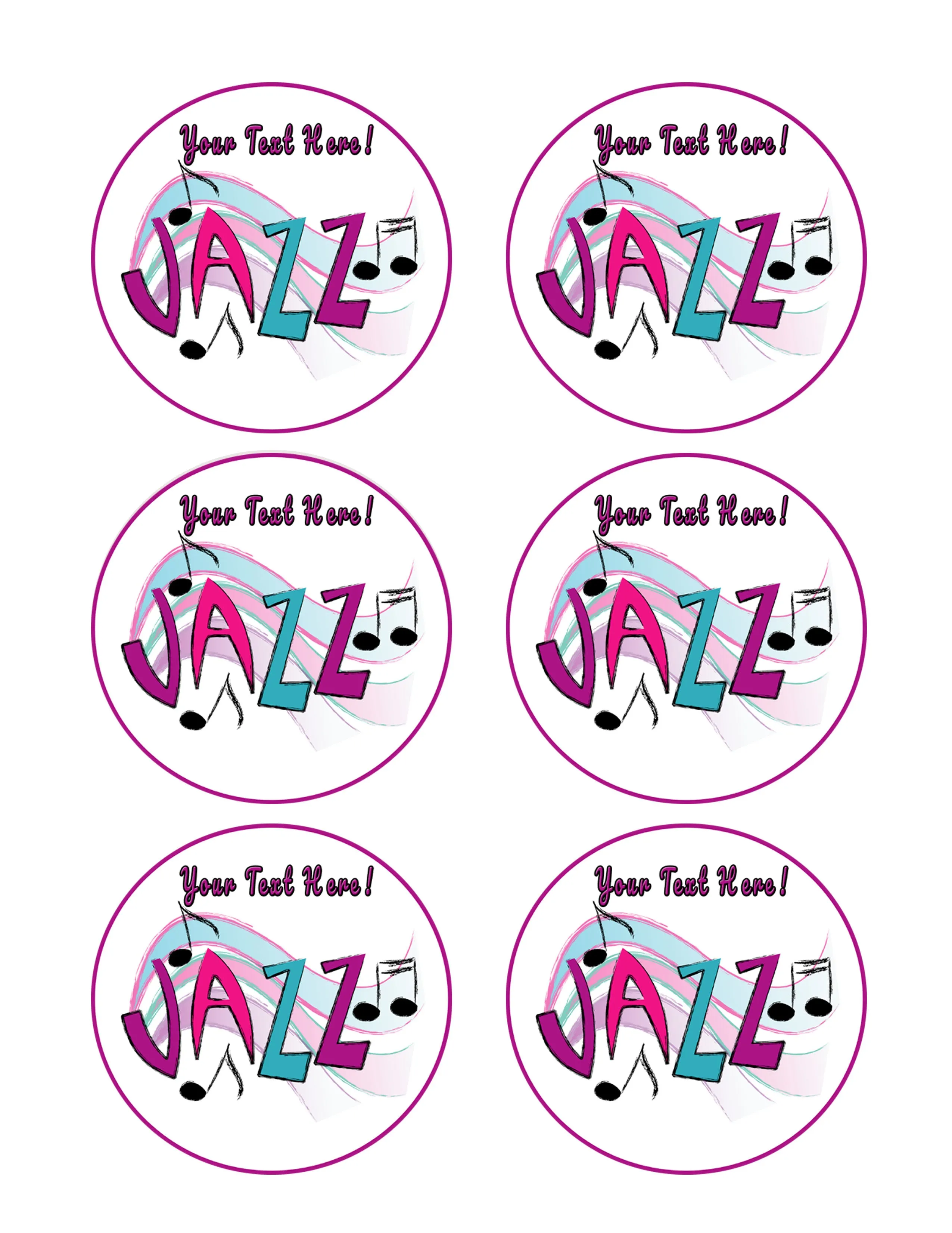 Jazz - Edible Cake Topper, Cupcake Toppers, Strips