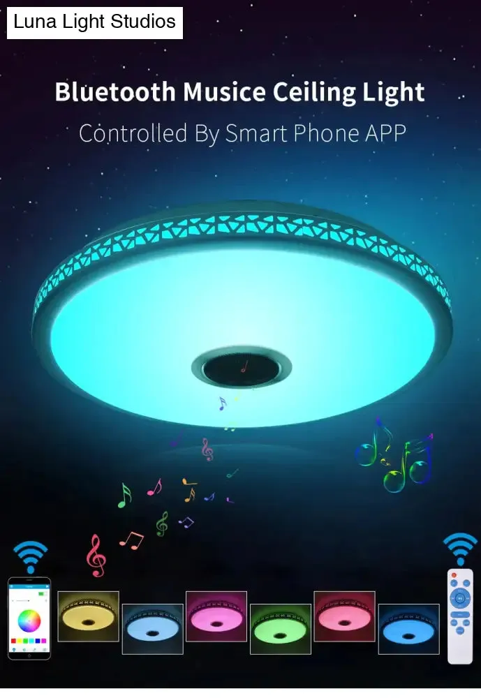 LED Ceiling Light Bluetooth and Music with colourful and dimmer RGB Ceiling Light Remote Control for living room and bedroom