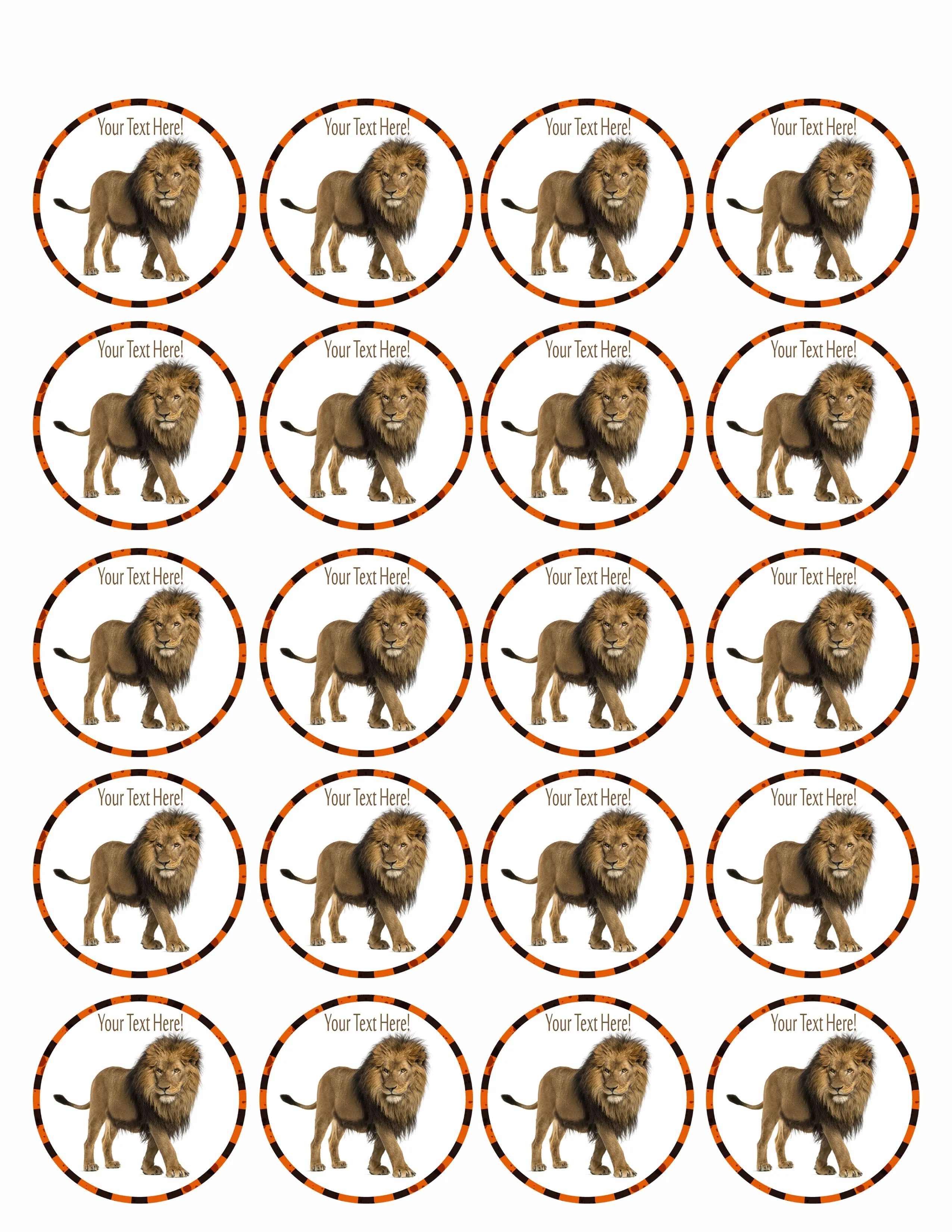 Lion - Edible Cake Topper, Cupcake Toppers, Strips