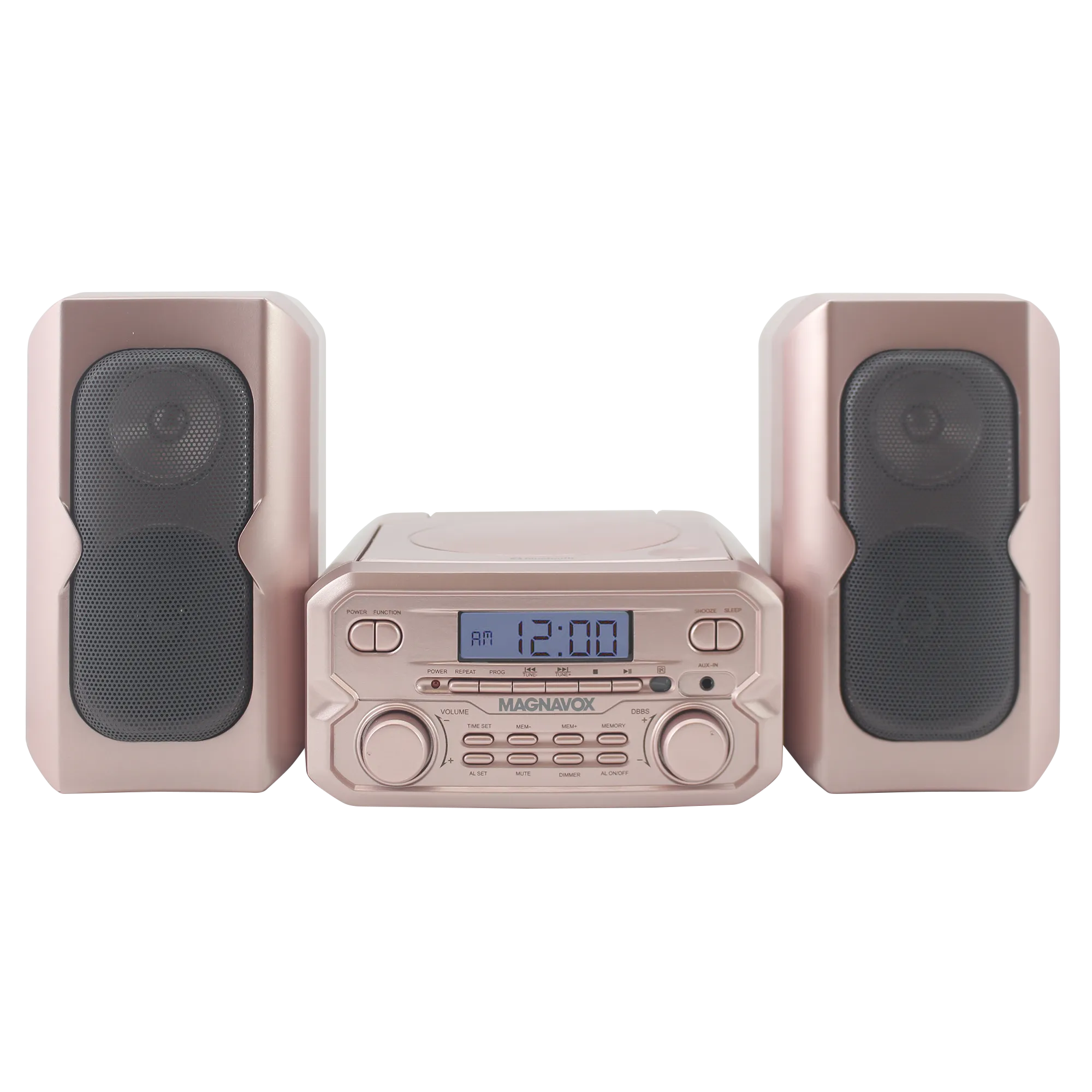 Magnavox MM435M-RG Compact CD Shelf System with FM, Bluetooth & Remote Control in Rose Gold