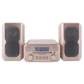Magnavox MM435M-RG Compact CD Shelf System with FM, Bluetooth & Remote Control in Rose Gold