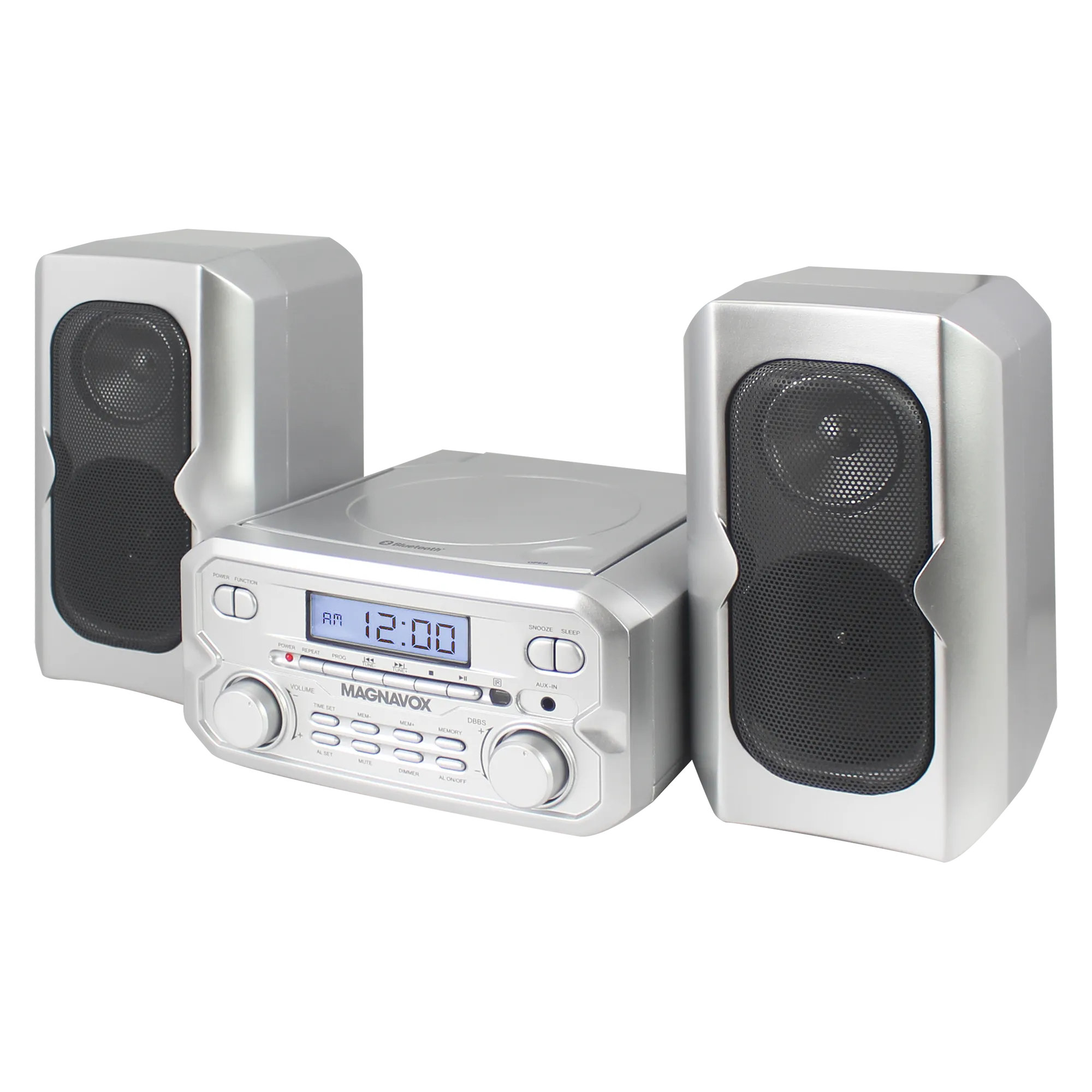 Magnavox MM435M-SL Compact CD Shelf System with FM, Bluetooth & Remote Control in Silver