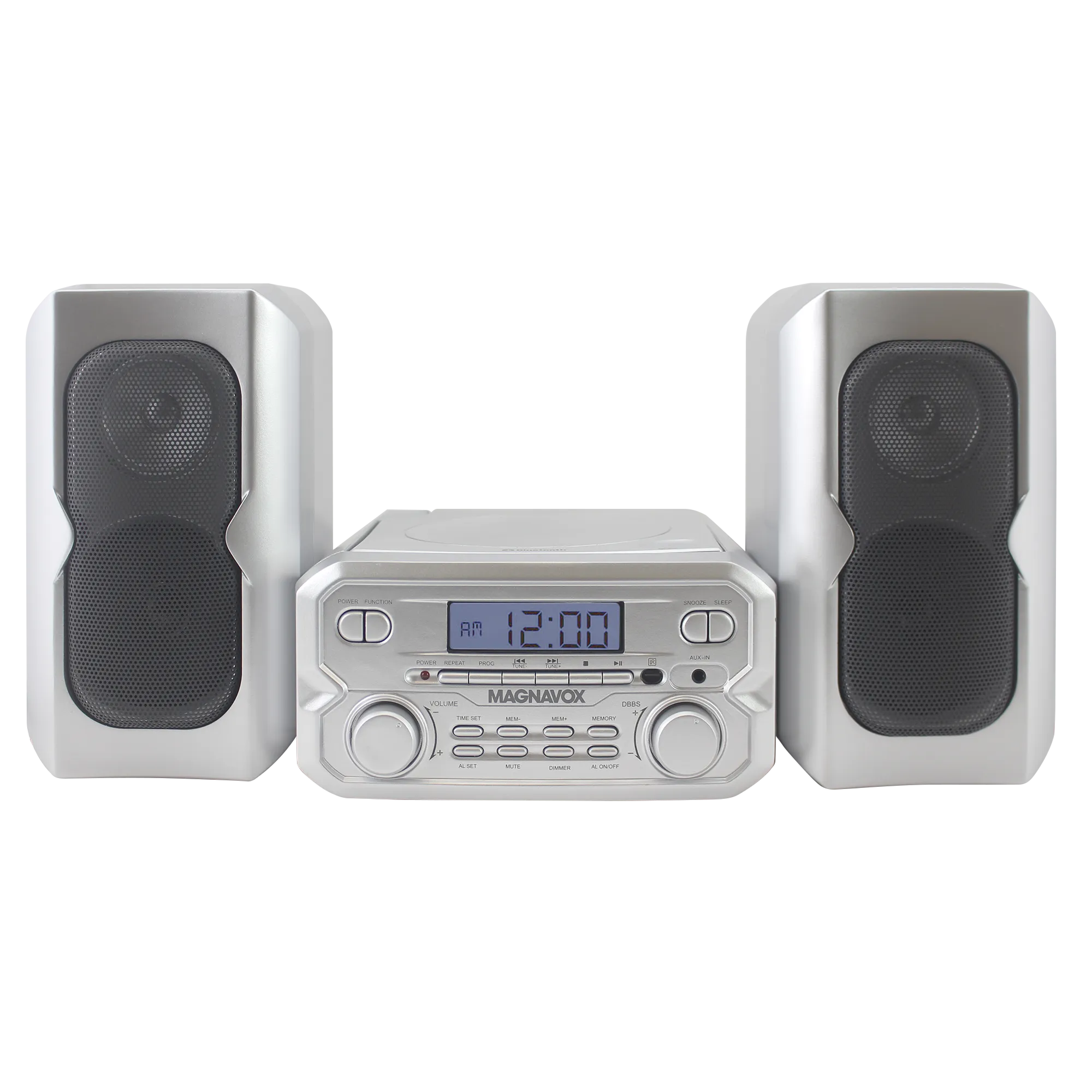 Magnavox MM435M-SL Compact CD Shelf System with FM, Bluetooth & Remote Control in Silver