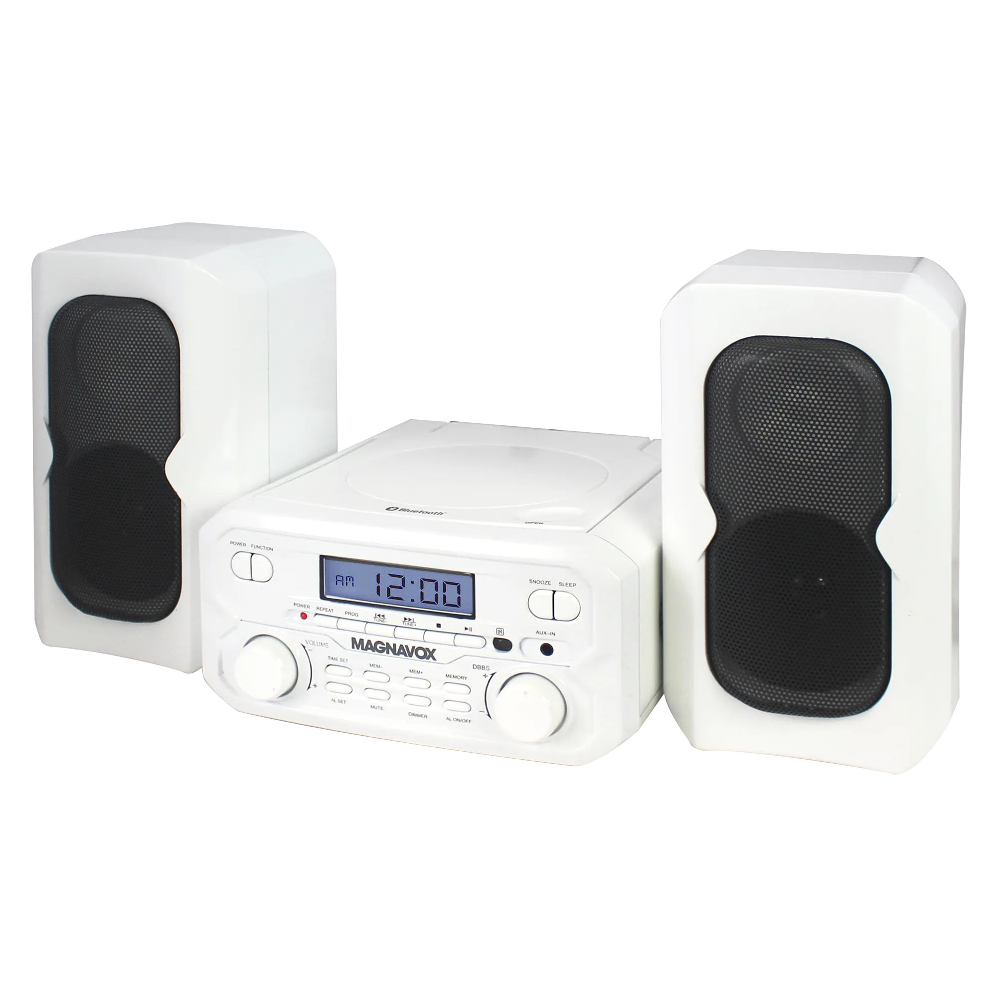 Magnavox MM435M-WH Compact CD Shelf System with FM, Bluetooth & Remote Control in White