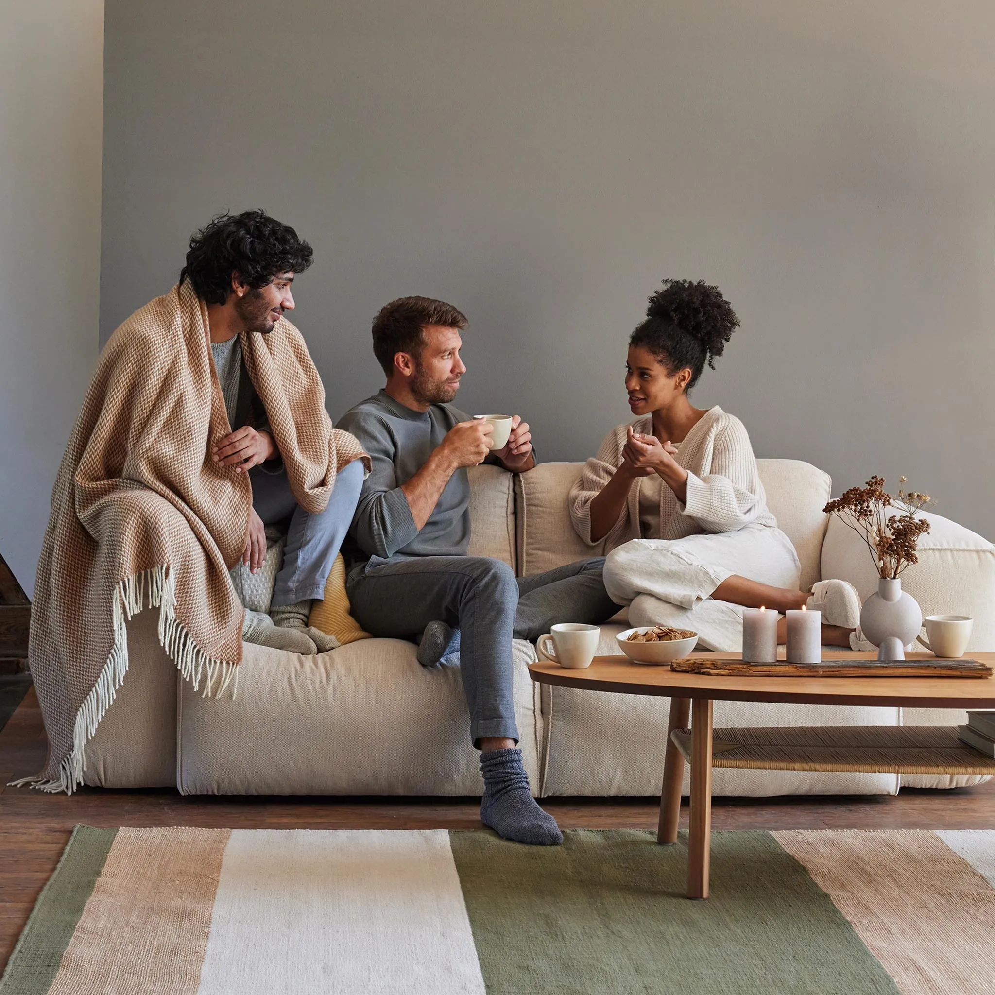 Mela Cotton Jute Rug [Pine & Natural & Natural white]
