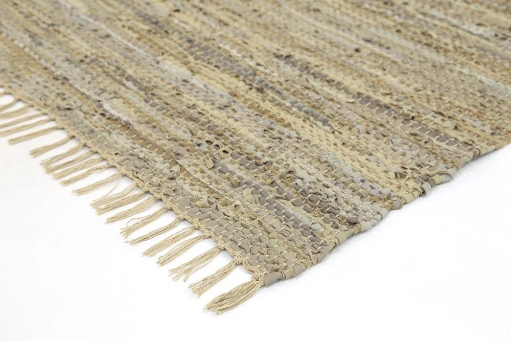 Metro Beige Modern Leather Rug 80x400cm