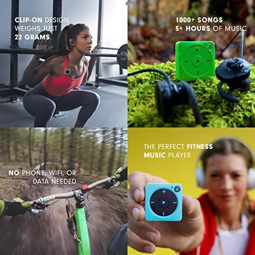 Mighty Vibe Spotify and Amazon Music Player - Bluetooth & Wired Headphones - 1,000  Song Storage - No Phone Needed - Blue