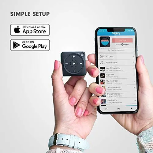 Mighty Vibe Spotify and Amazon Music Player - Bluetooth & Wired Headphones - 1,000  Song Storage - No Phone Needed - Blue