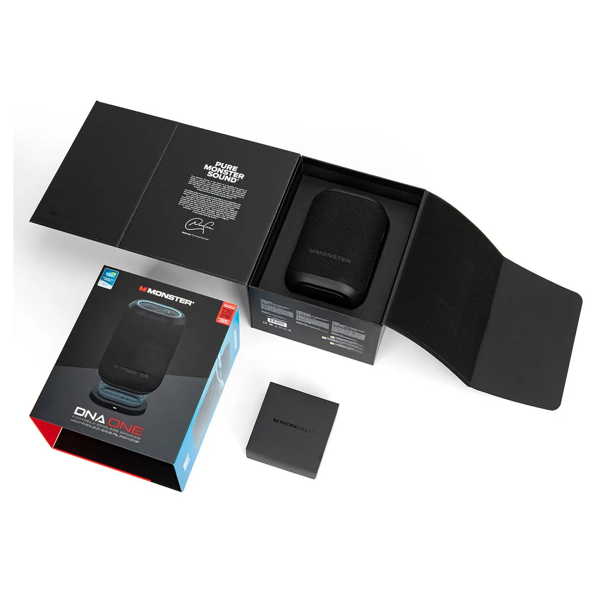 Monster DNA One Waterproof Portable Bluetooth Speaker with Omnidirectional Sound & Qi Wireless Charging Base (Black)