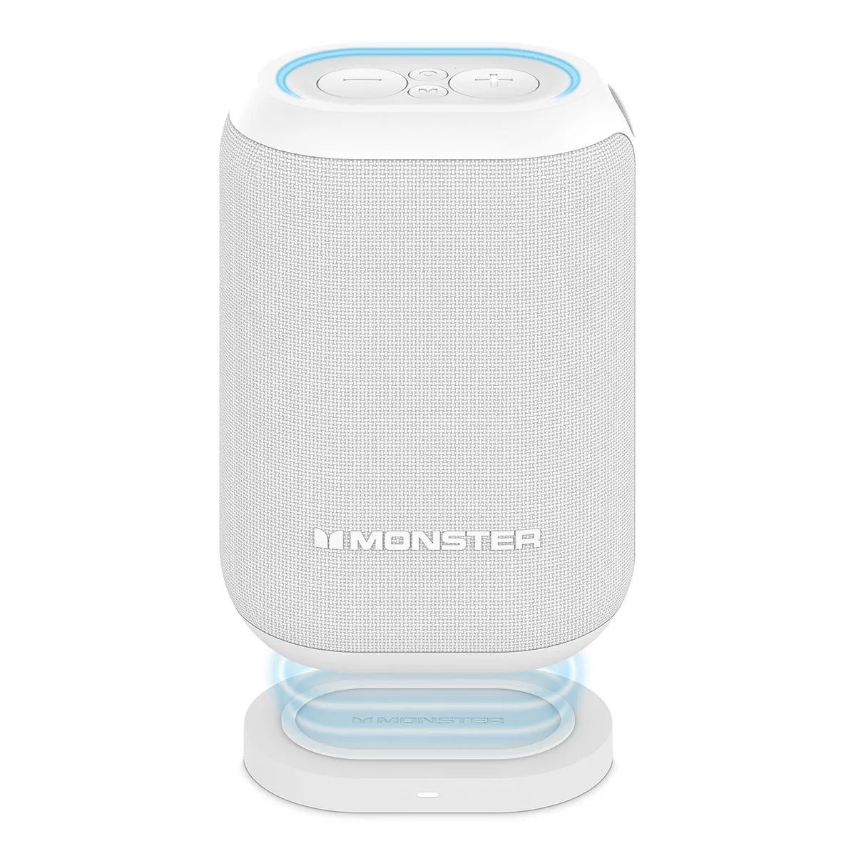 Monster DNA One Waterproof Portable Bluetooth Speaker with Omnidirectional Sound & Qi Wireless Charging Base (White)