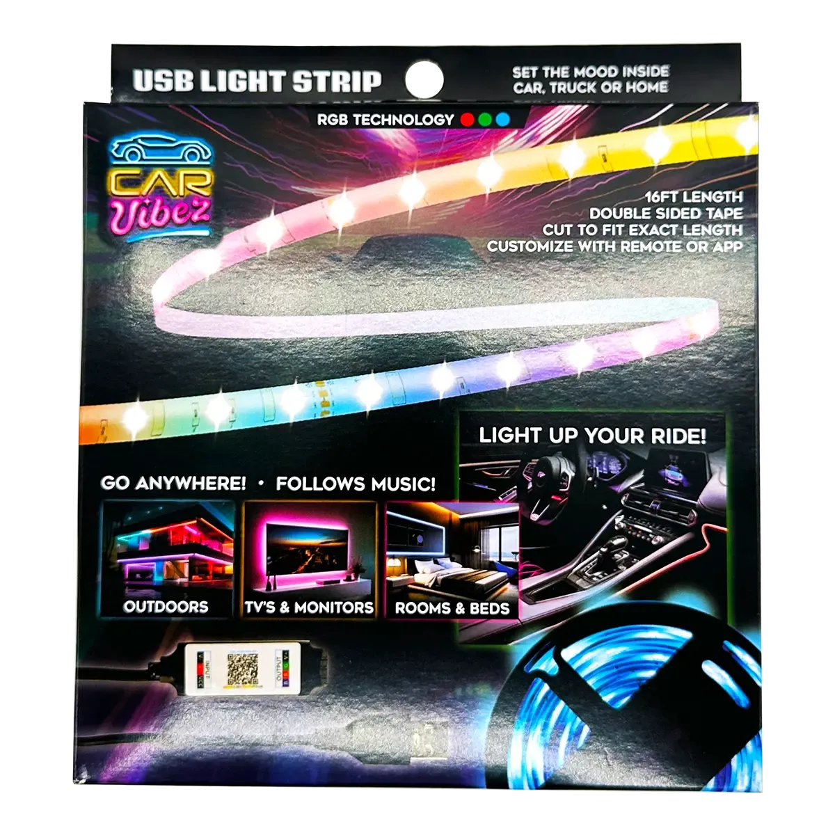 Mood Light Strip USB with Remote 16FT - 6 Pieces Per Pack 24338AZ