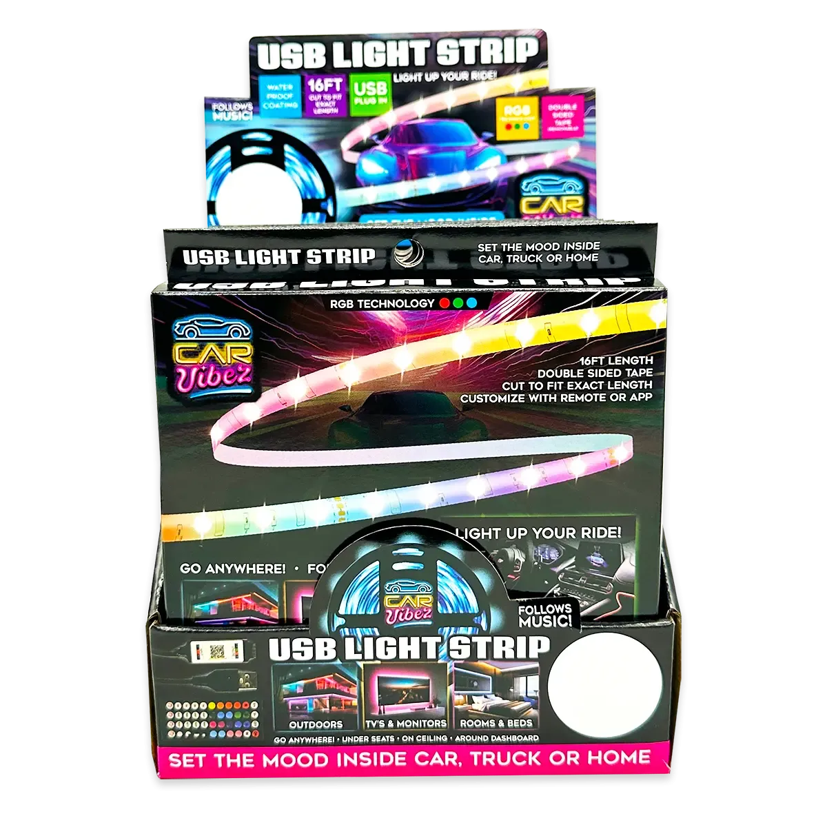 Mood Light Strip USB with Remote 16FT - 6 Pieces Per Retail Ready Display 24338