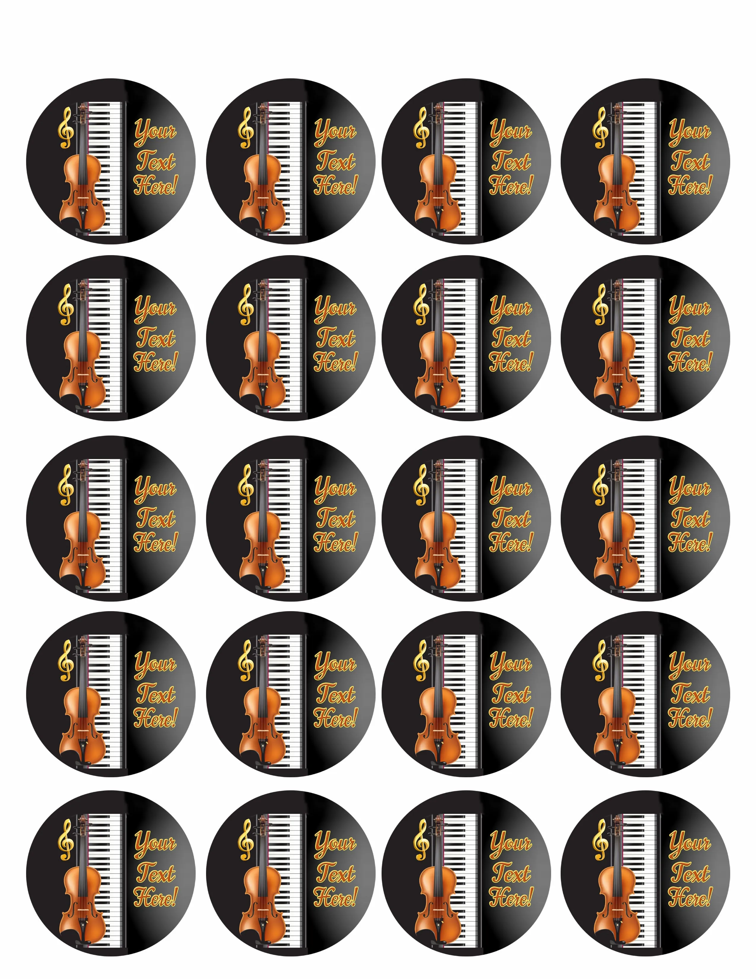 Music Instruments - Edible Cake Topper, Cupcake Toppers, Strips