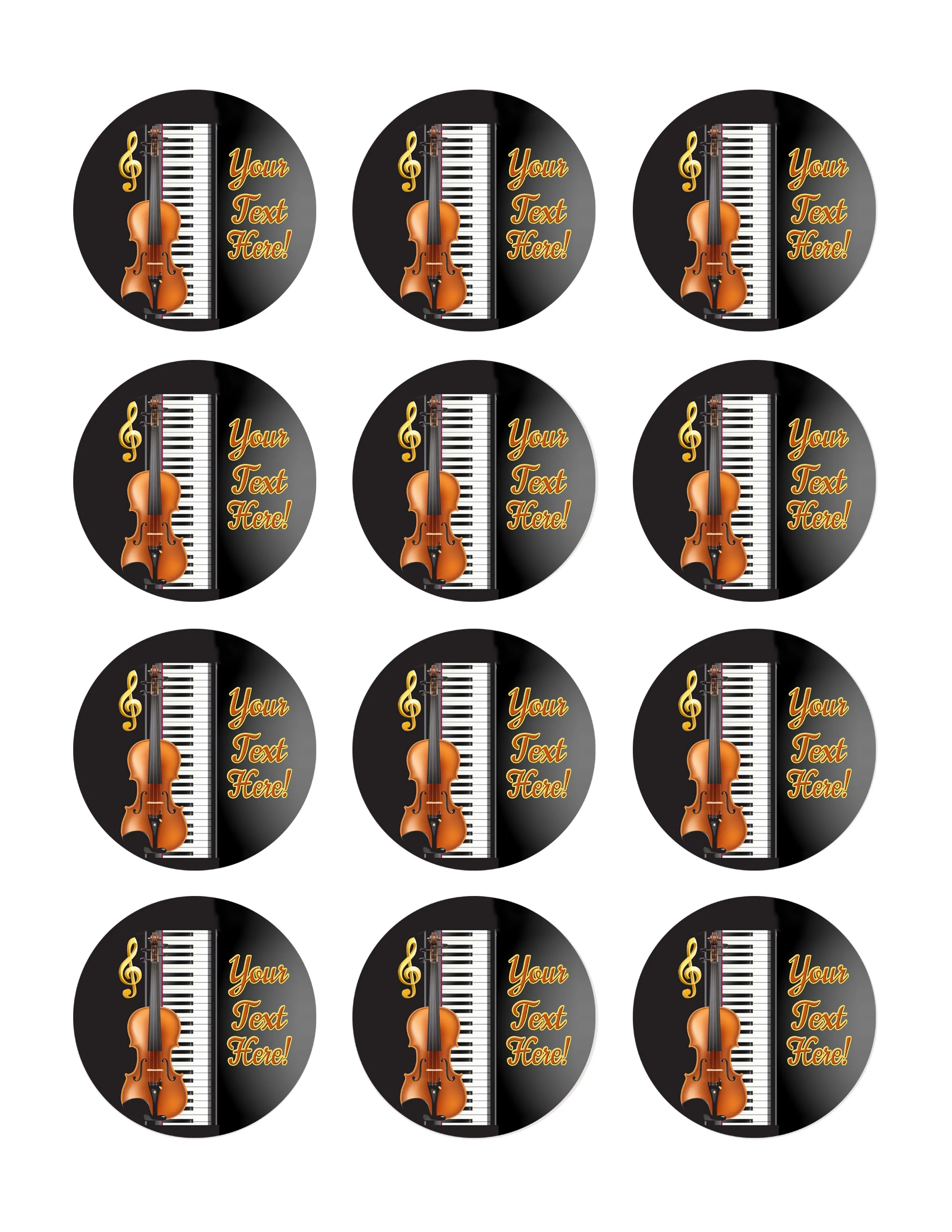Music Instruments - Edible Cake Topper, Cupcake Toppers, Strips