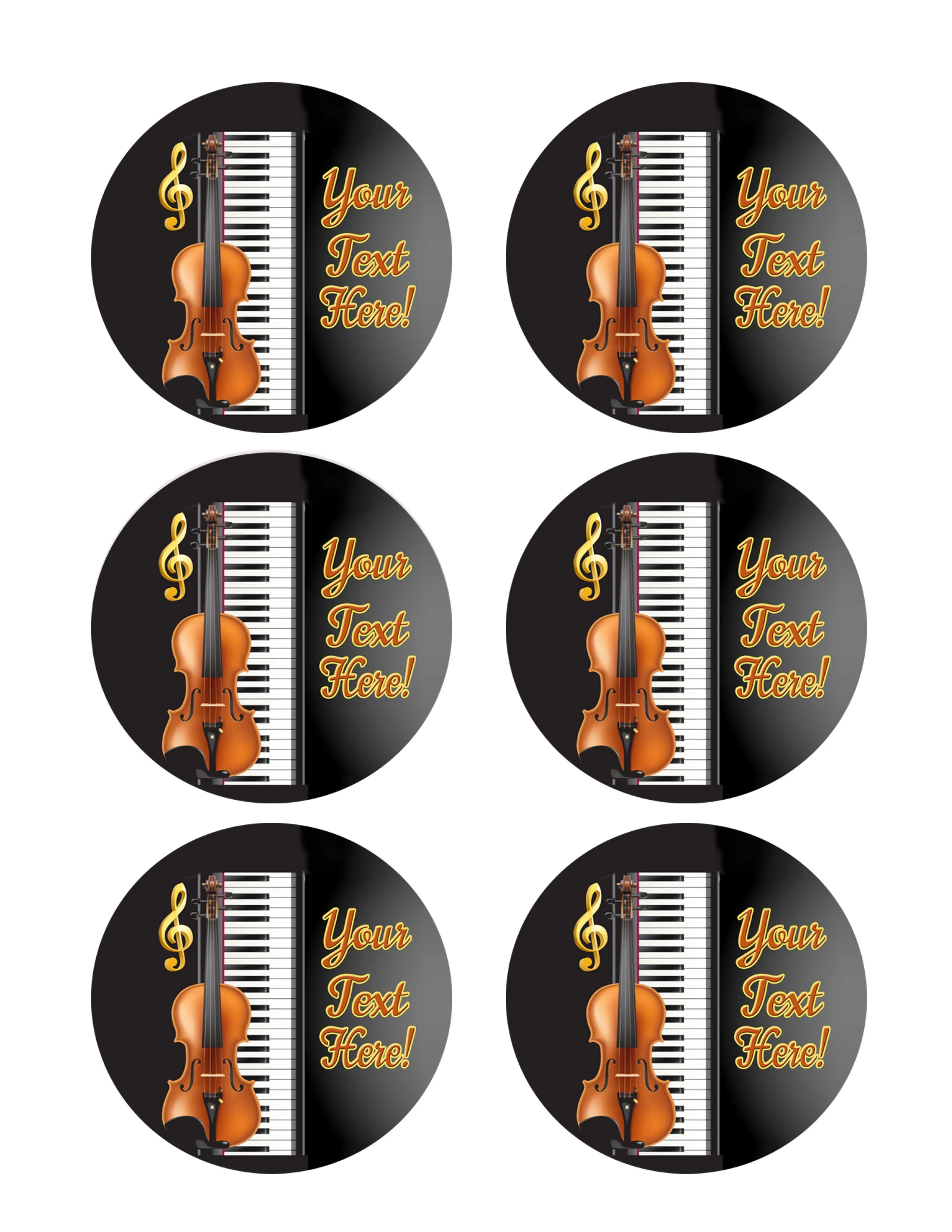 Music Instruments - Edible Cake Topper, Cupcake Toppers, Strips