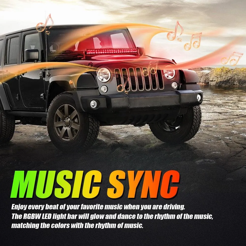 New 42 Inch V-PRO Series Curved RGBW Color Changing Off Road Led Light Bar & RGB LED Rock Light Set Combo