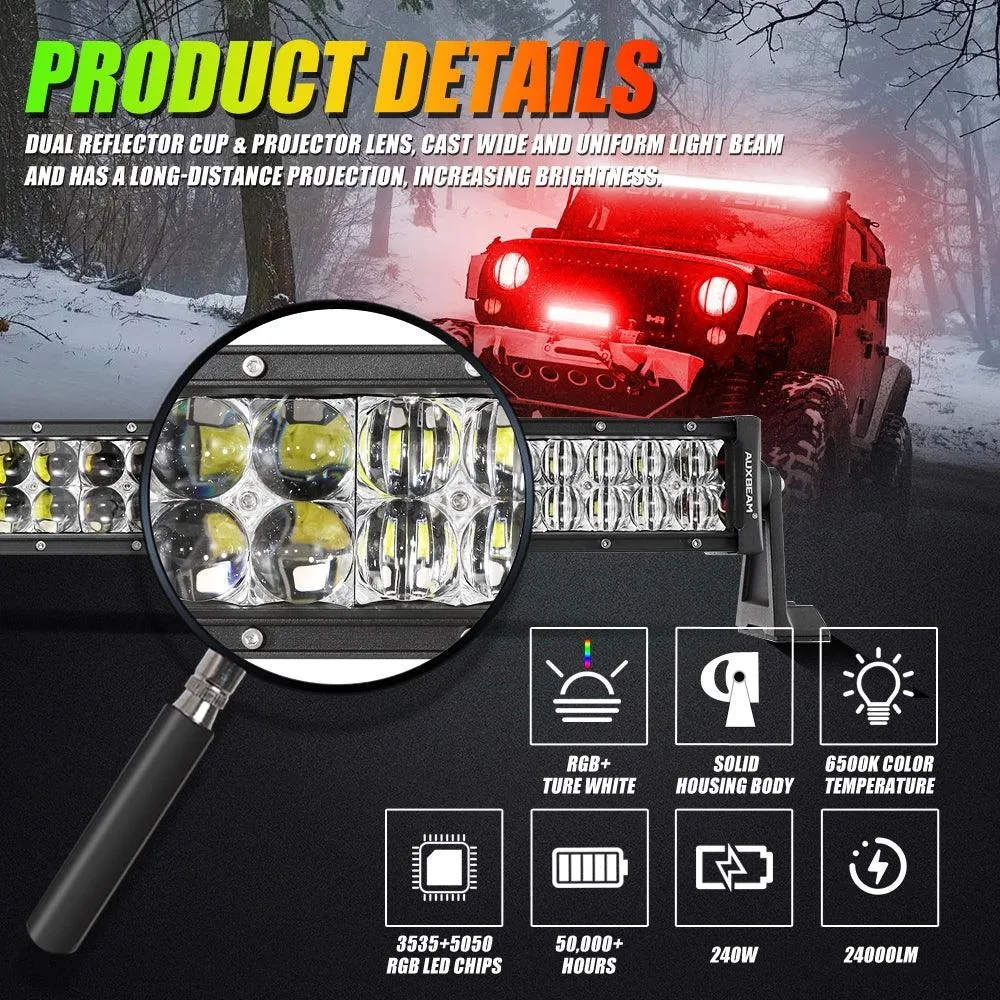 New 42 Inch V-PRO Series Curved RGBW Color Changing Off Road LED Light Bar for ATV UTV SIDE BY SIDES