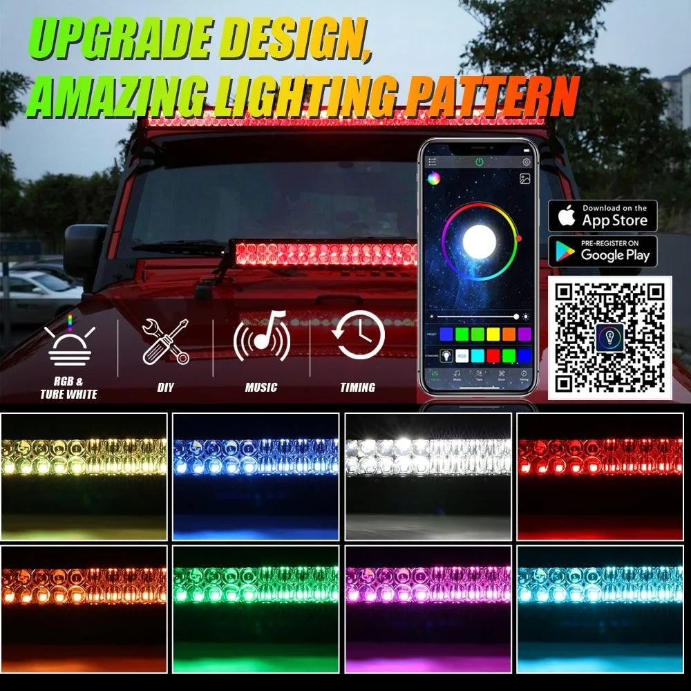 New 42 Inch V-PRO Series Curved RGBW Color Changing Off Road LED Light Bar for ATV UTV SIDE BY SIDES