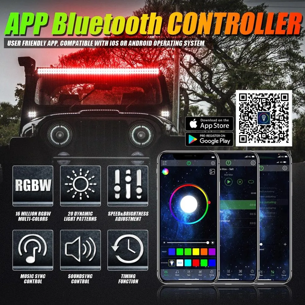 New 42 Inch V-PRO Series Curved RGBW Color Changing Off Road LED Light Bar for ATV UTV SIDE BY SIDES