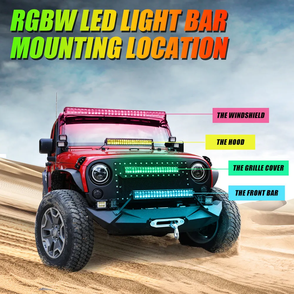 New 52 Inch V-PRO Series Straight RGBW Color Changing Off Road LED Light Bar for ATV UTV SIDE BY SIDES