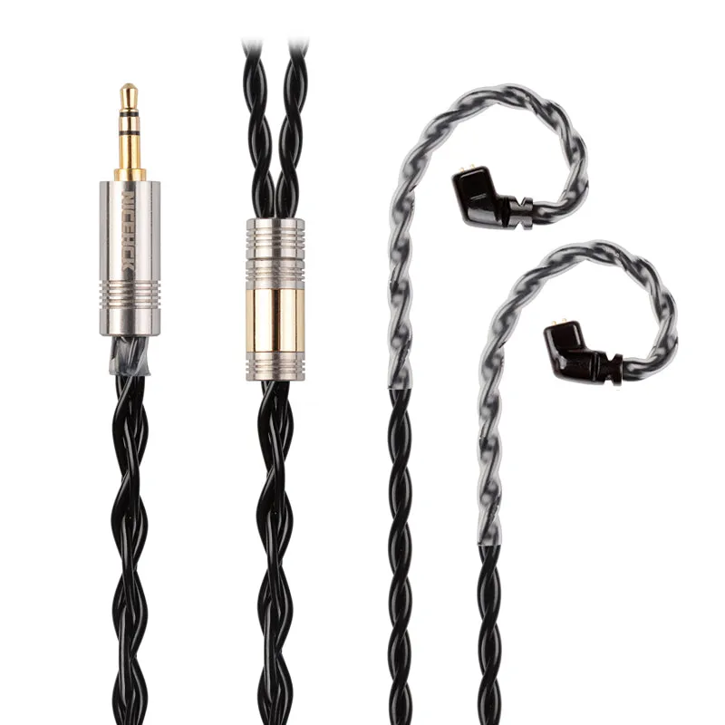 NICEHCK BlackCat In Ear Monitor IEM Cable, Zinc Copper Alloy Oil Soak Material, 3.5mm Plug MMCX Upgrade Cable, Detachable Metal Connector, Hi-fi Audio, Headphones Sound Quality Improvement, Earphone Replacement Cables