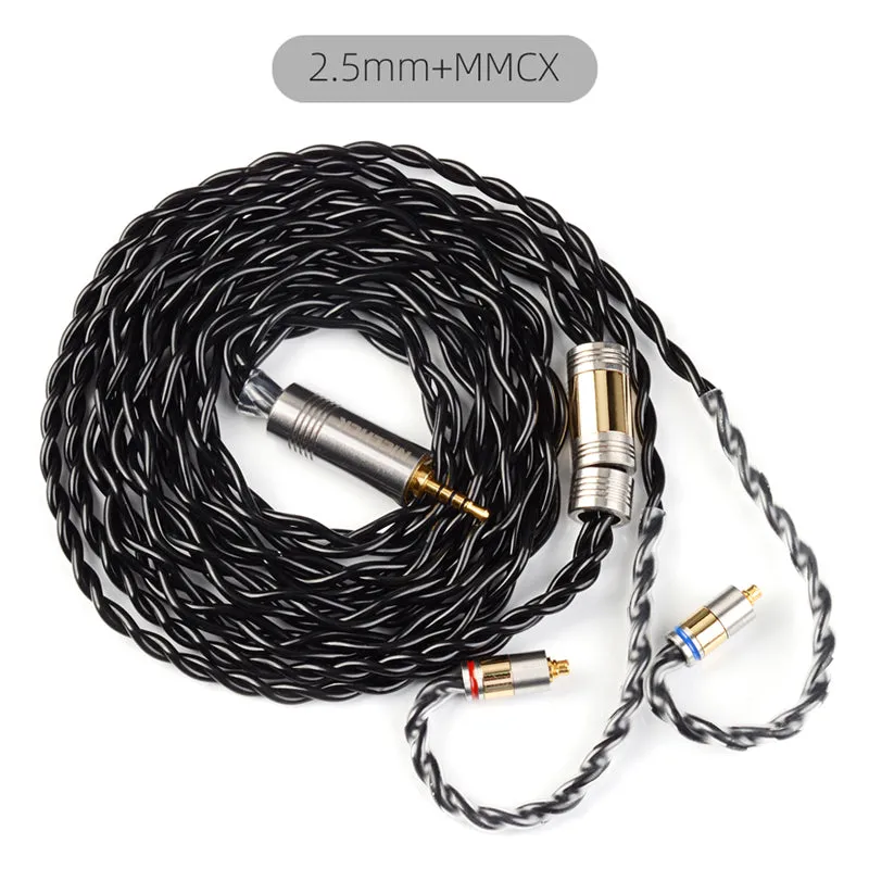 NICEHCK BlackCat In Ear Monitor IEM Cable, Zinc Copper Alloy Oil Soak Material, 3.5mm Plug MMCX Upgrade Cable, Detachable Metal Connector, Hi-fi Audio, Headphones Sound Quality Improvement, Earphone Replacement Cables