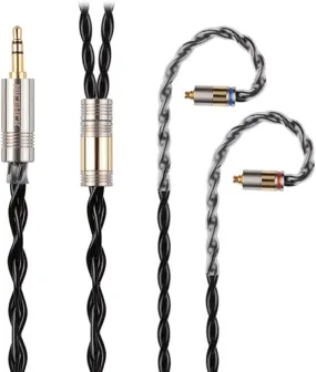 NICEHCK BlackCat In Ear Monitor IEM Cable, Zinc Copper Alloy Oil Soak Material, 3.5mm Plug MMCX Upgrade Cable, Detachable Metal Connector, Hi-fi Audio, Headphones Sound Quality Improvement, Earphone Replacement Cables
