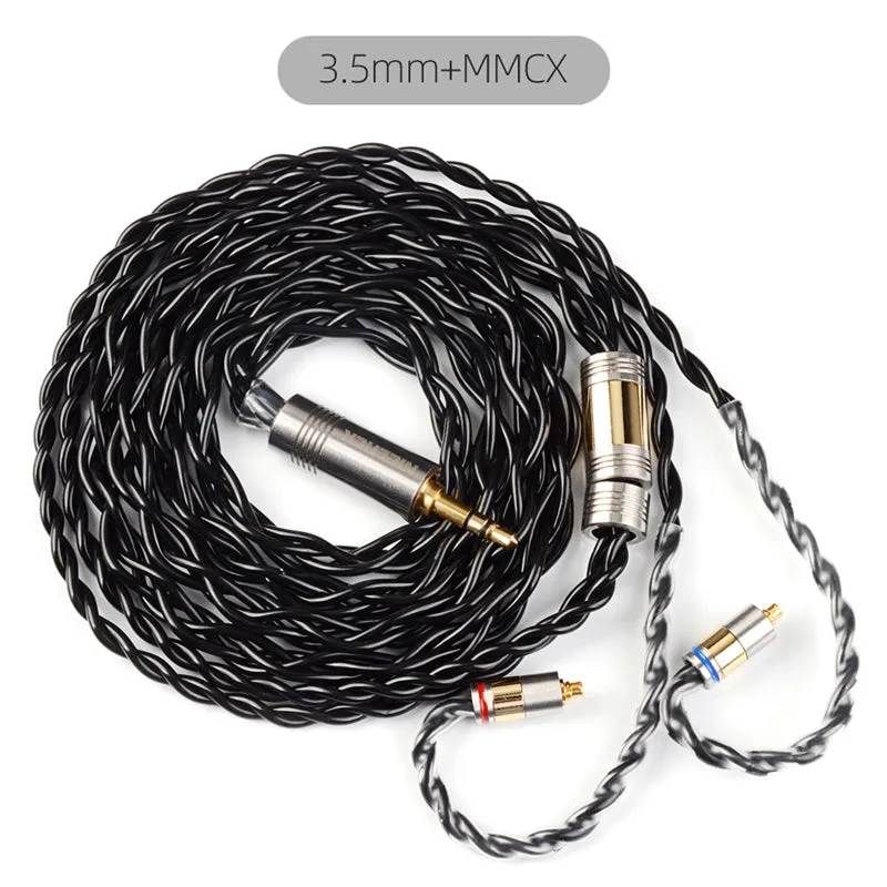 NICEHCK BlackCat In Ear Monitor IEM Cable, Zinc Copper Alloy Oil Soak Material, 3.5mm Plug MMCX Upgrade Cable, Detachable Metal Connector, Hi-fi Audio, Headphones Sound Quality Improvement, Earphone Replacement Cables