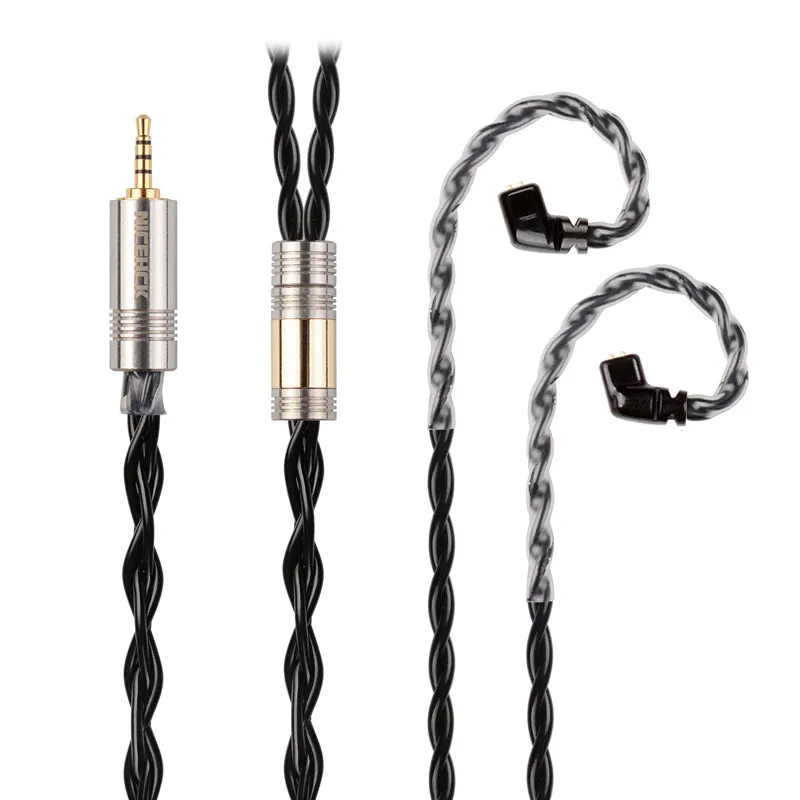 NICEHCK BlackCat In Ear Monitor IEM Cable, Zinc Copper Alloy Oil Soak Material, 3.5mm Plug MMCX Upgrade Cable, Detachable Metal Connector, Hi-fi Audio, Headphones Sound Quality Improvement, Earphone Replacement Cables
