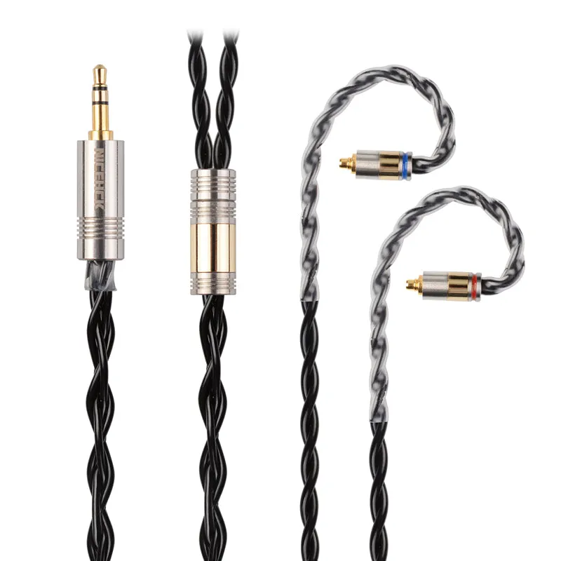 NICEHCK BlackCat In Ear Monitor IEM Cable, Zinc Copper Alloy Oil Soak Material, 3.5mm Plug MMCX Upgrade Cable, Detachable Metal Connector, Hi-fi Audio, Headphones Sound Quality Improvement, Earphone Replacement Cables