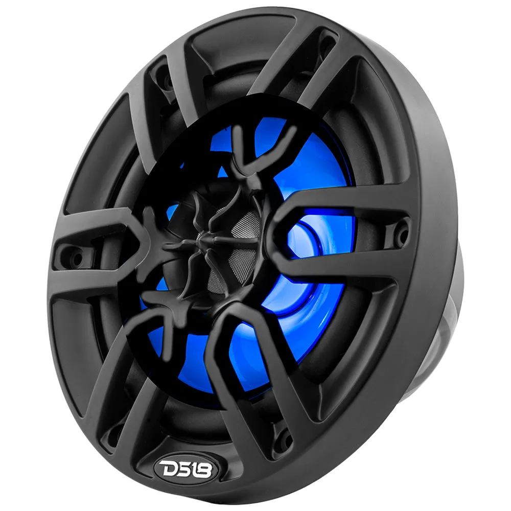 NXL 6.5" 2-Way Coaxial Marine Speaker With LED RGB Lights 100 Watts Rms 4-Ohm -Black