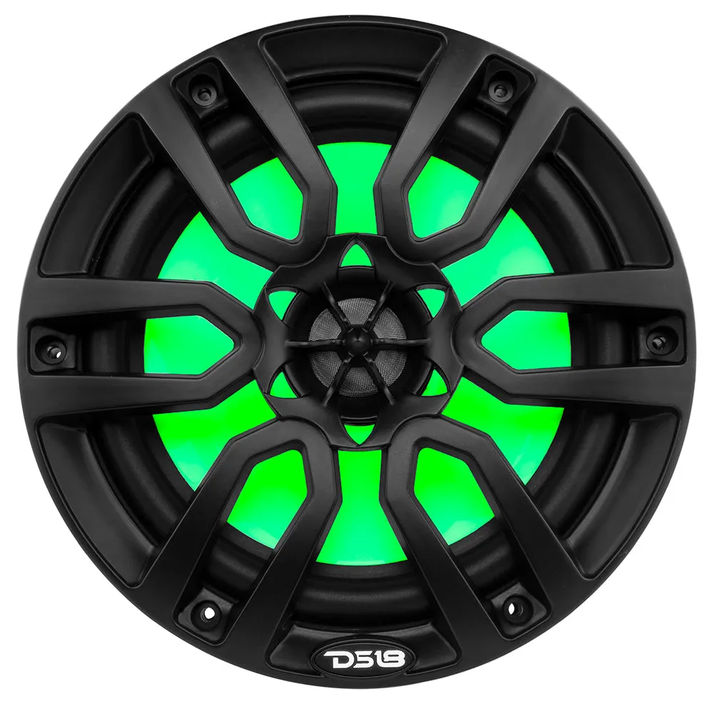 NXL 8" 2-Way Coaxial Marine Speaker With LED RGB Lights 125 Watts Rms 4-Ohm - Black