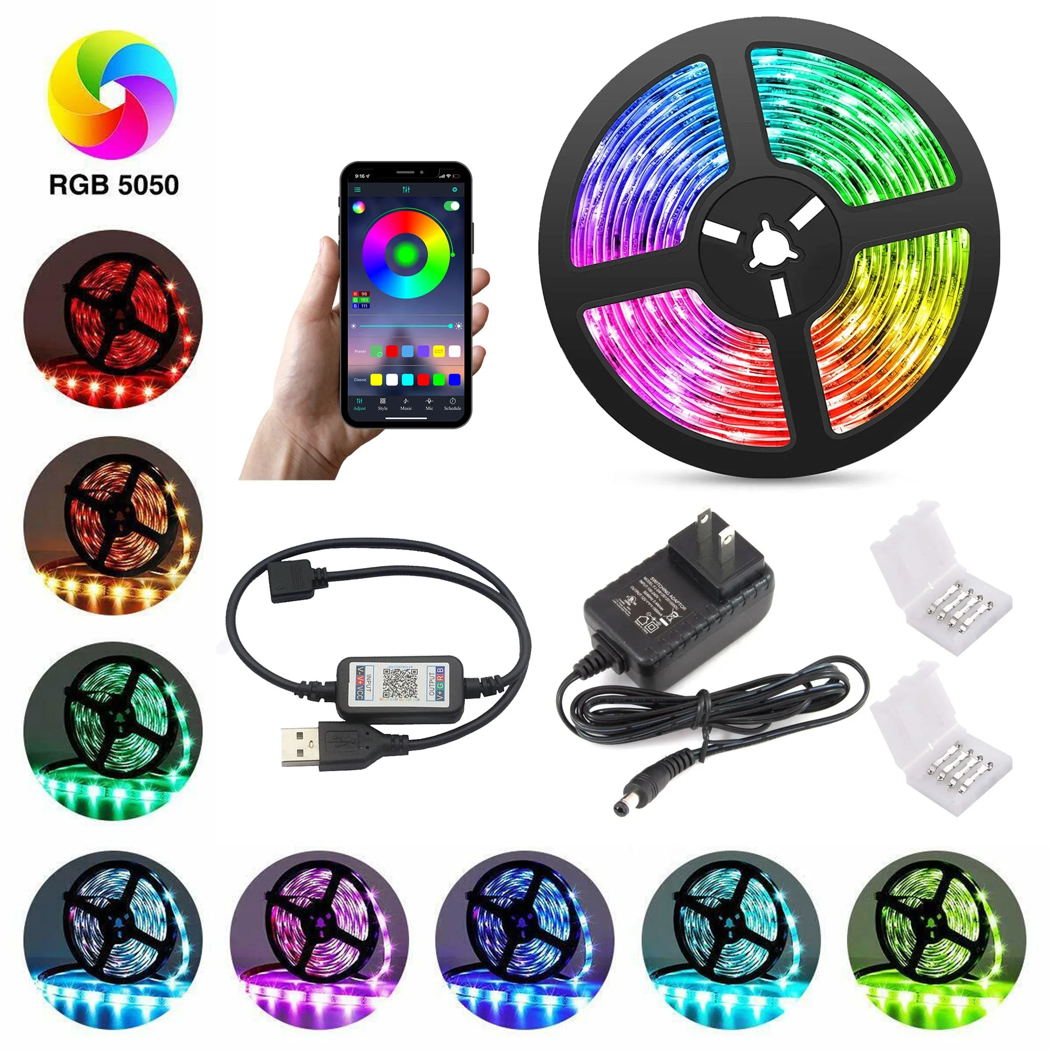 Outdoor 5050 RGB LED Strip with Bluetooth (16.4ft)
