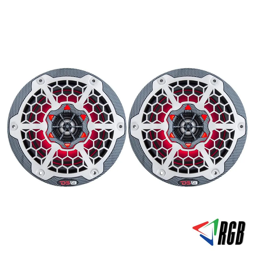 Pair of DS18 8" 2-Way Speakers CF8 Marine Hydro ATV RGB LED Lights 400 Watts