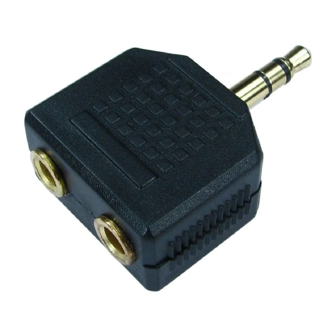 Plug 1 x 3.5mm Male Audio to 2 x 3.5mm Female Audio Adapter to Double PC Speaker Input