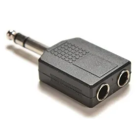 Plug 2 x 6.5mm Female Audio to 1 x 6.5mm Male Audio Adapter Connector