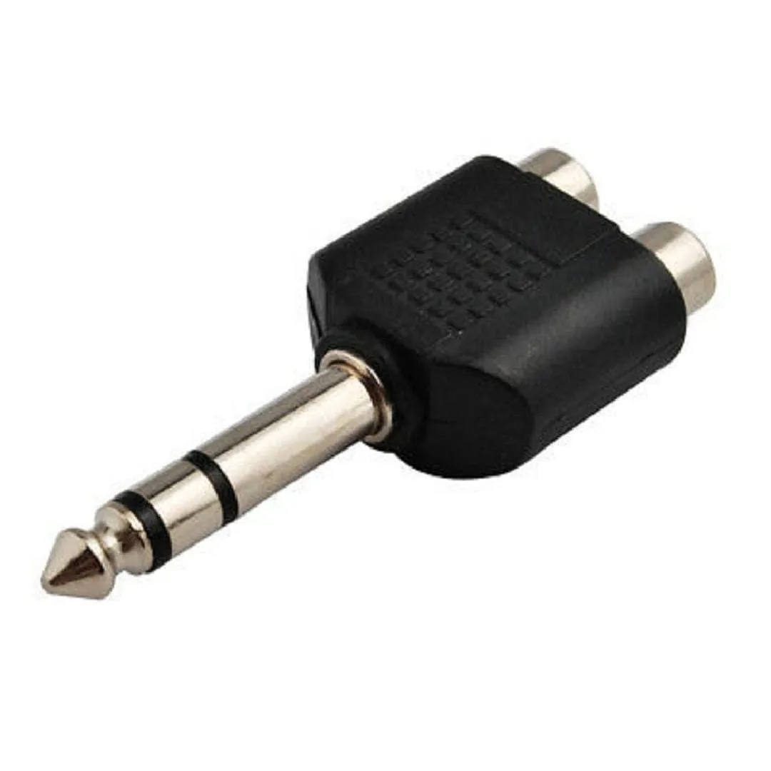 Plug 2 x RCA Female Adapter to 6.5mm Male Audio Connector