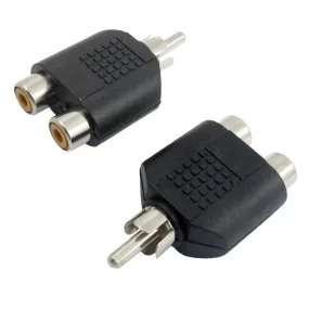 Plug AV Audio 1 RCA Male Plug to 2 RCA Female Adapter Connector