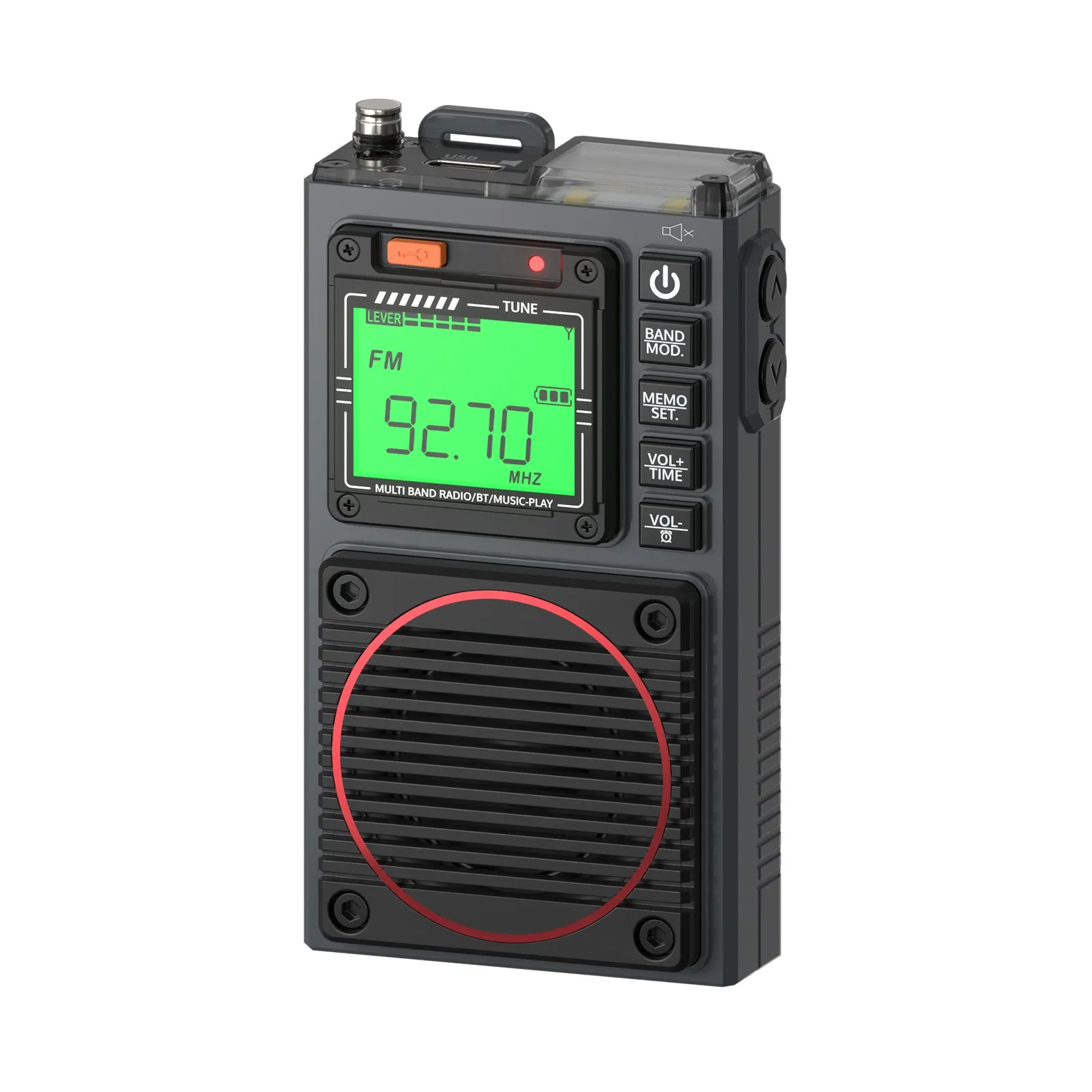 Raddy RF75A Shortwave Radio | Bluetooth 5.0 APP Control | FM AM VHF SW WB | Type-C Charging | SOS Flashlight