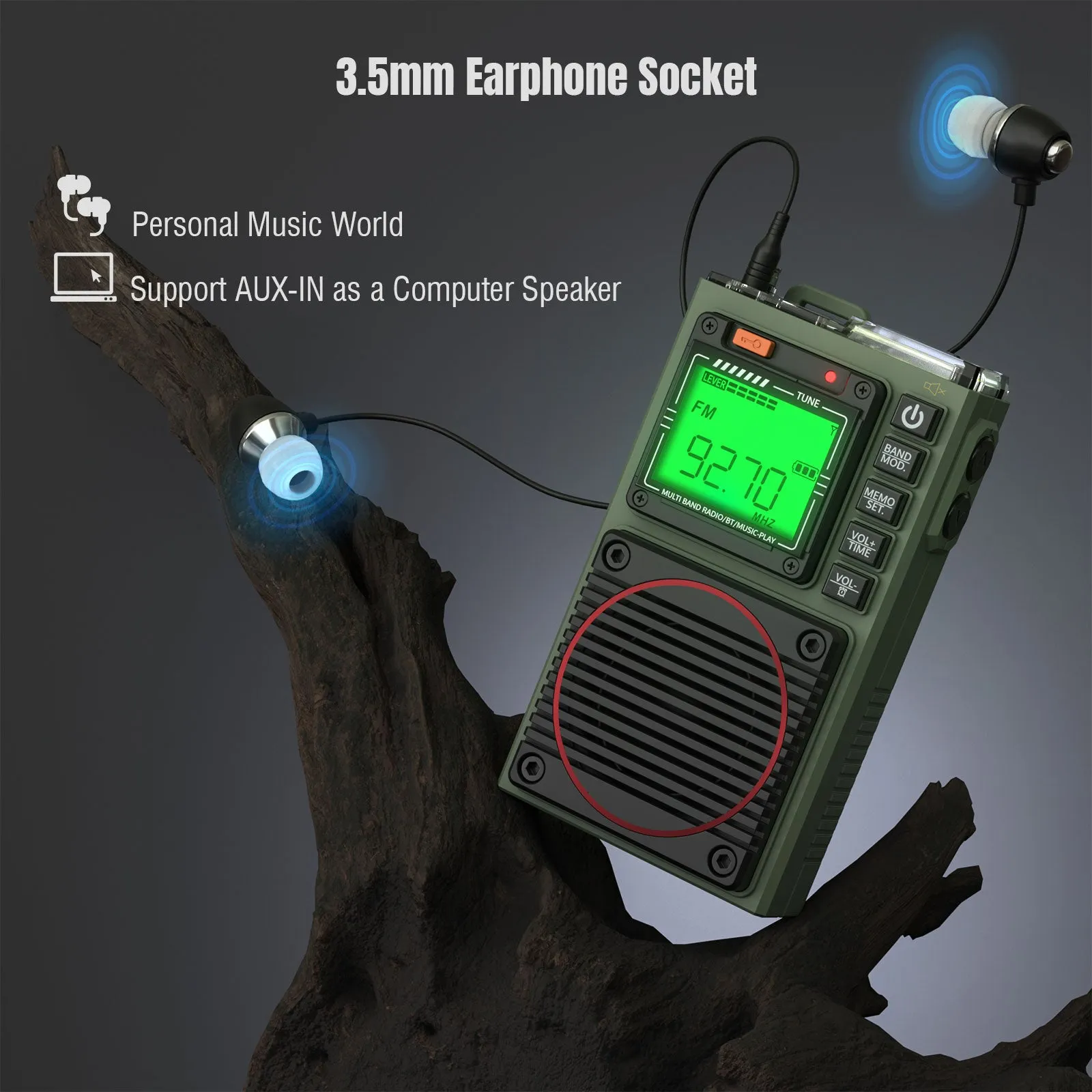 Raddy RF75A Shortwave Radio | Bluetooth 5.0 APP Control | FM AM VHF SW WB | Type-C Charging | SOS Flashlight