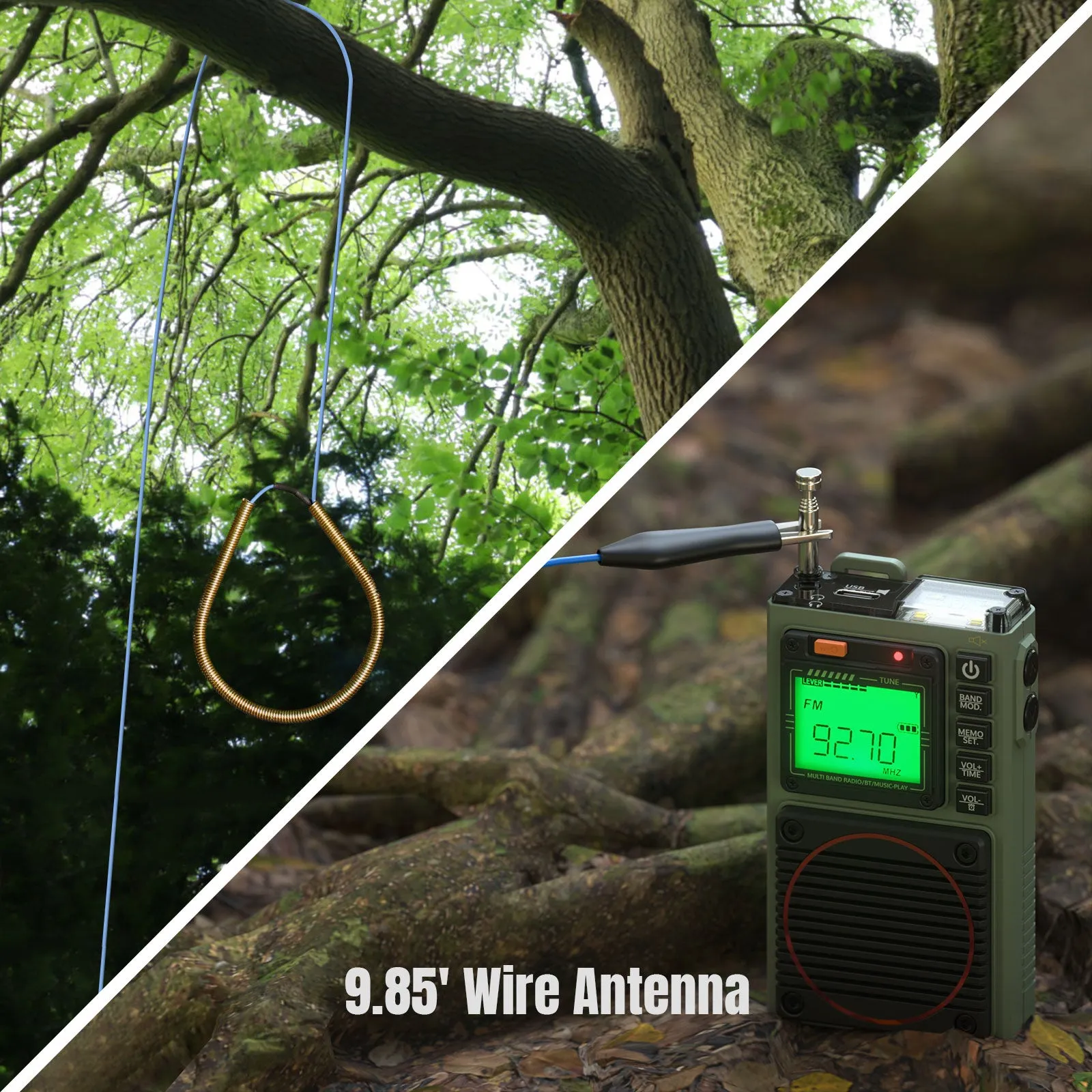 Raddy RF75A Shortwave Radio | Bluetooth 5.0 APP Control | FM AM VHF SW WB | Type-C Charging | SOS Flashlight