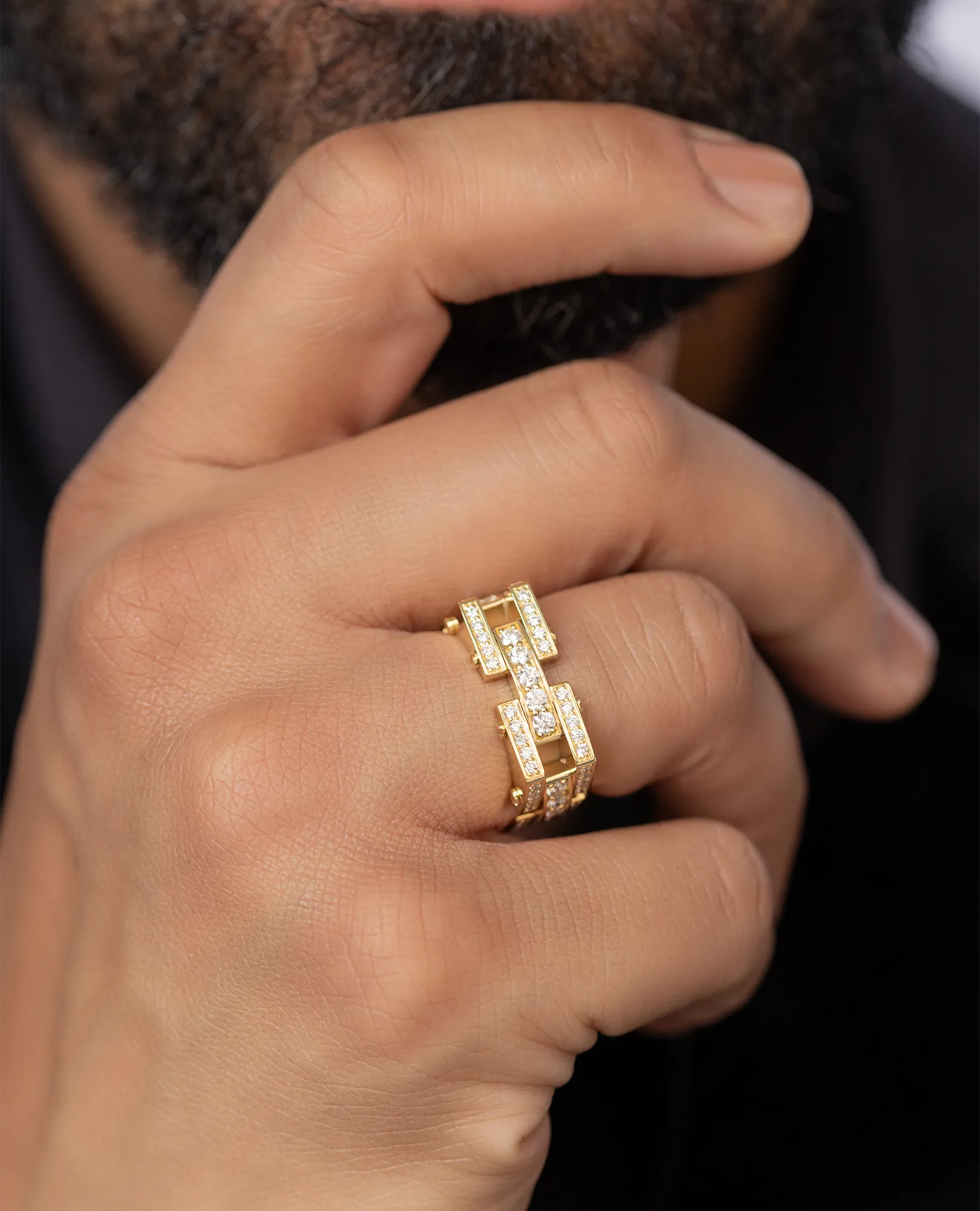 Ready to Ship - BINGHAM 14k Gold Square Ring with 2.15ct Diamonds